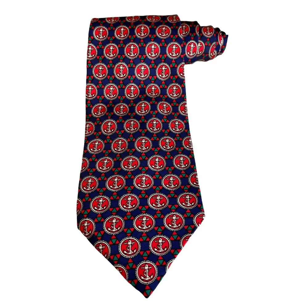 Vintage Robert Talbott Silk Tie Vibrant Nautical Anchor Print